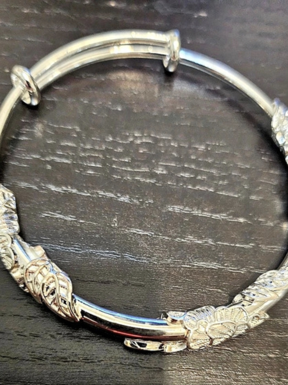 Floral Motif Silver Bracelet Like New